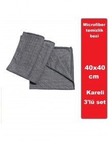 Mikrofiber Kareli Mutfak Bezi 40x40cm 3 Adet
