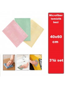  Mikrofiber sihirli temizlik bezi 40x60cm 3lü set ( 1nolu set )