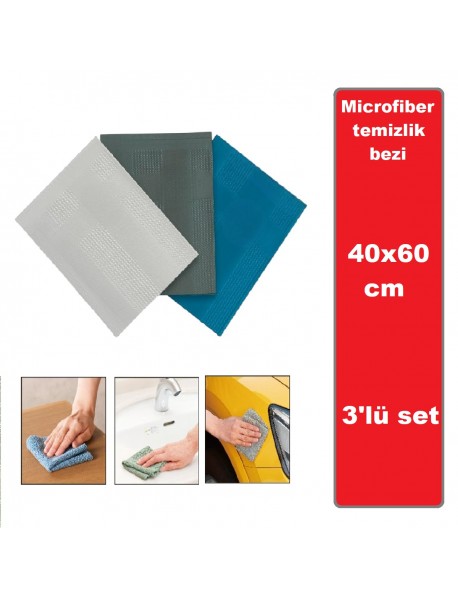 Mikrofiber sihirli temizlik bezi 40x60cm 3lü set(2nolu set)