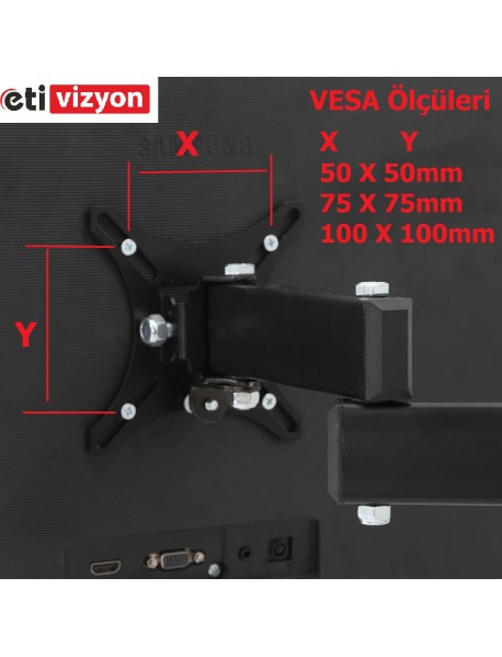 Etivizyon DM-02 Masa Üstü Monitör Askı Aparatı iki kollu 17"-23"