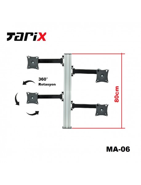 Tarix MA-06 Masa Üstü dörtlü Monitör Askı Aparatı17"-27
