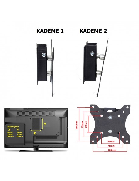 Etivizyon WM-01 Kademeli Sabit Tv Askı Aparatı 17"-27"